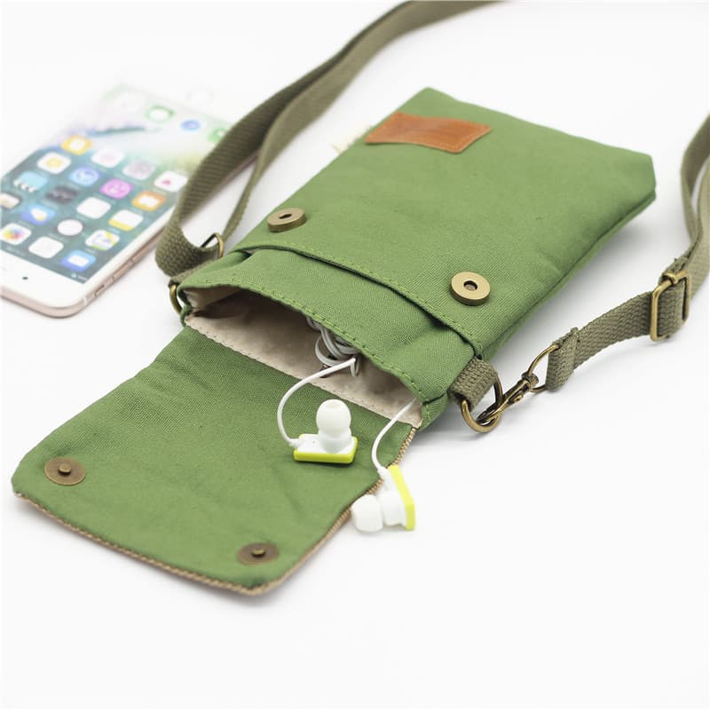 Bolsa simples para celular feminina mensageiro Mini lona All-Match bolsa de ombro pequena gola Halter