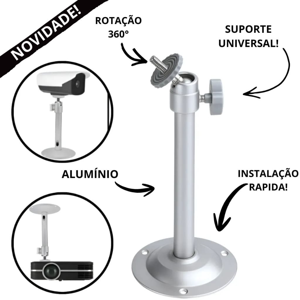 Suporte de Parede para Câmera de Segurança Ipcan Wifi de Plástico 360 a Pronta entrega no Brasil. 6 Peças