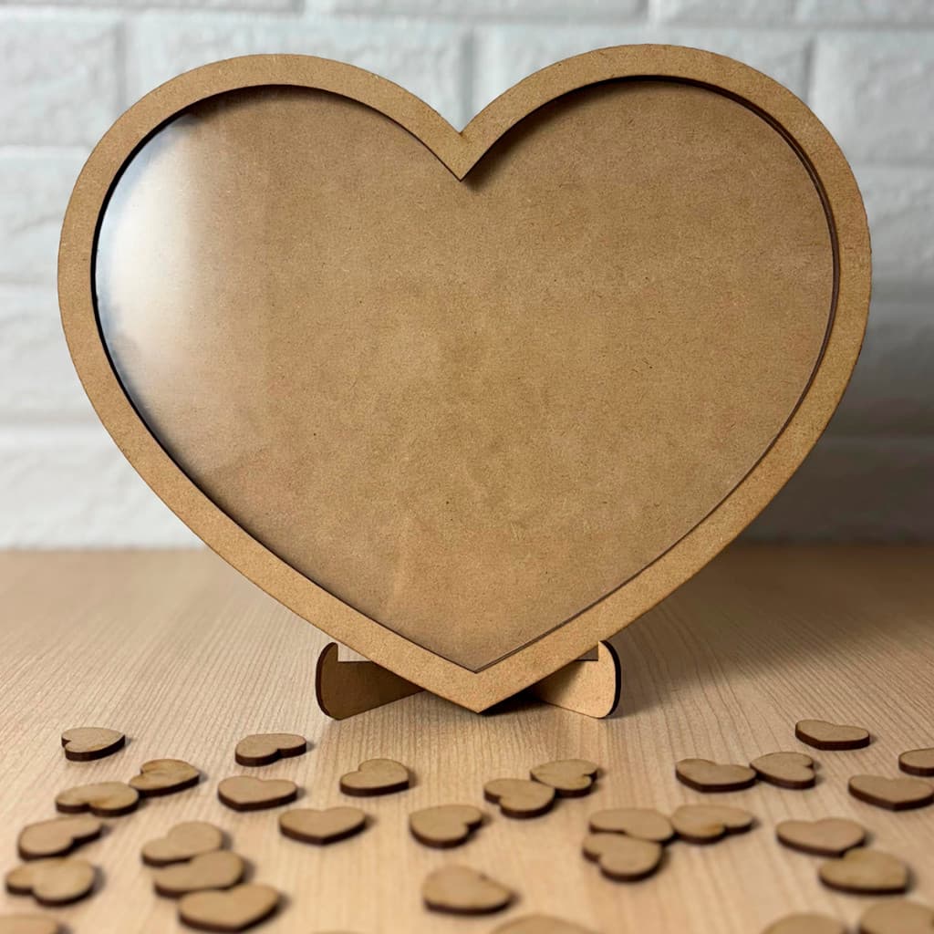 Quadro de assinaturas com coraçãozinhos MDF Casamento Aniversario Chá de Bebe Debutante Acrilico