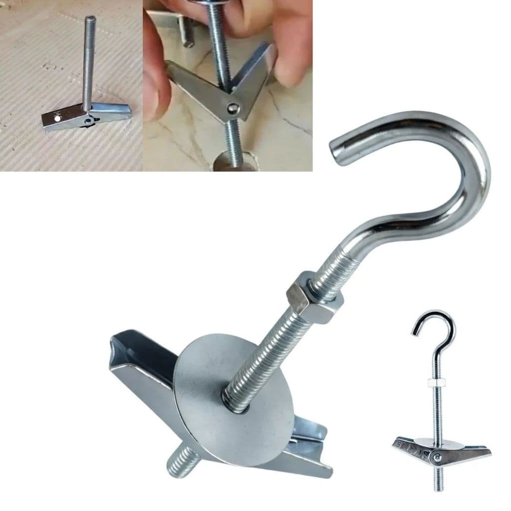 Kit 10 Gancho Ancora De Metal Com Bucha Aberta Com Mola M6 X 70mm
