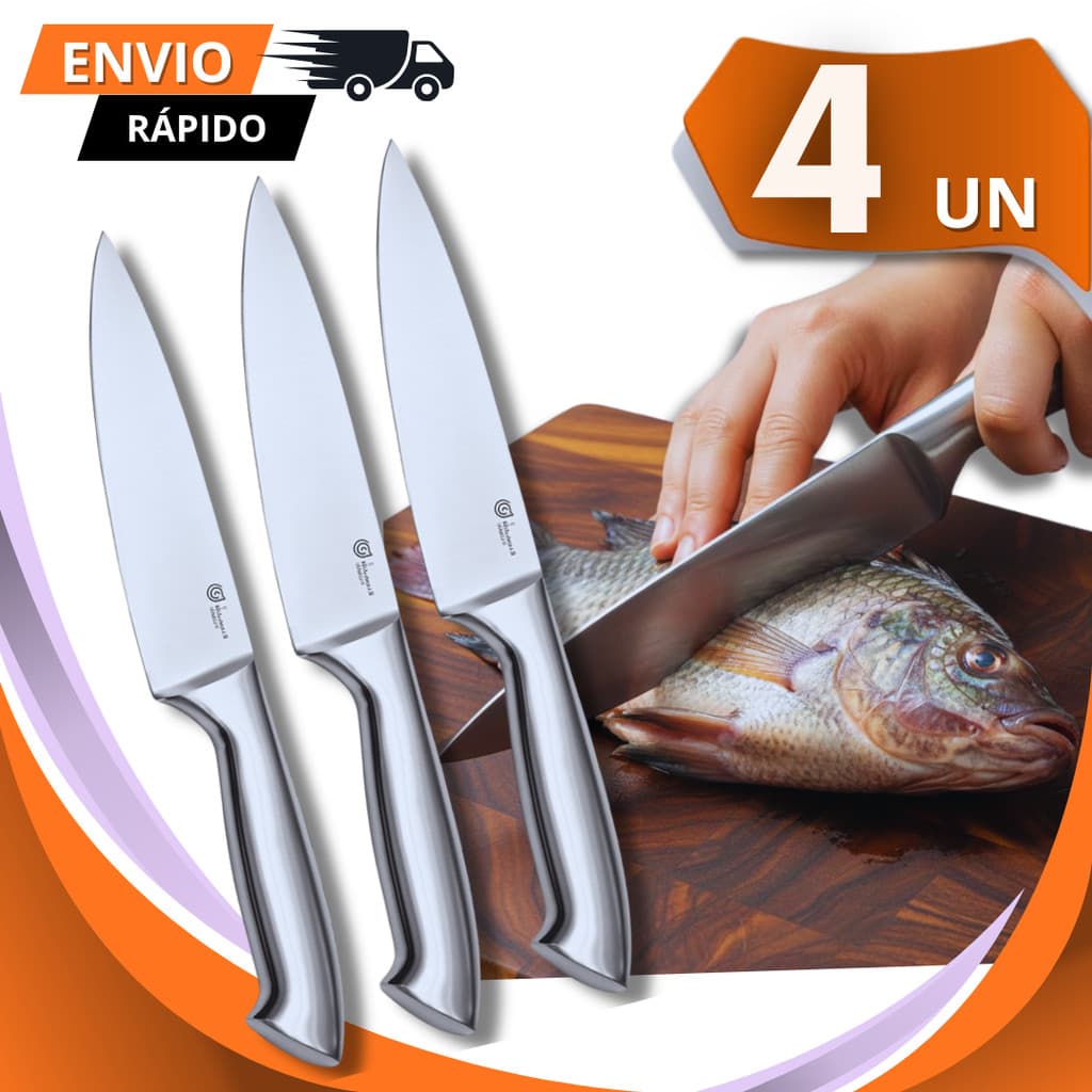 Faca Chef Inox 6 Polegadas | Faca de Cozinha Profissional Afiada | Corte Preciso Carne, Peixe e Legumes