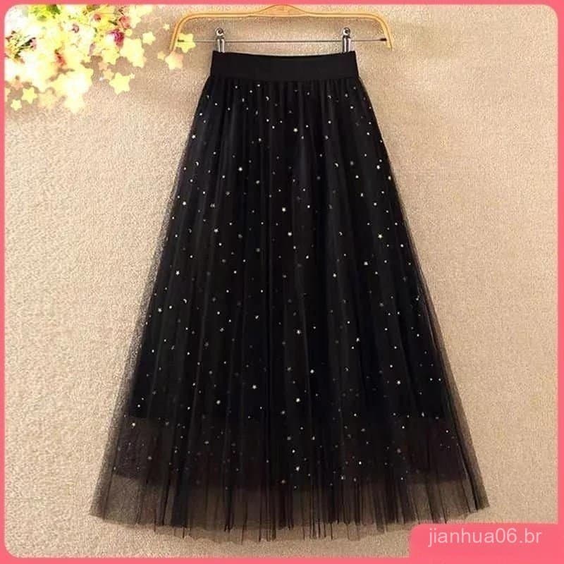 Brilhante Saia De Tule Moda Feminina Confortável Adulto Outskirt Lered Elegante New Midi Saia De Tule Para A Primavera E