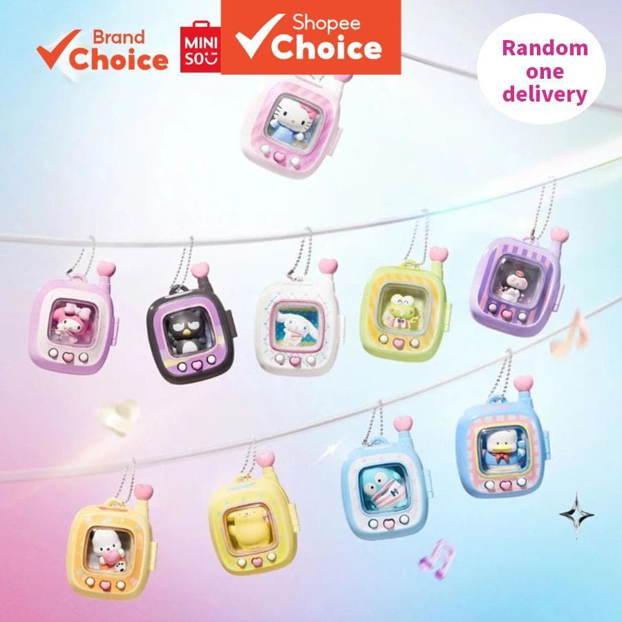 MINISO  sanrio série - pocket elves hello kitty & kuromi figuras caixa cega chaveiros presente brinquedo infantil