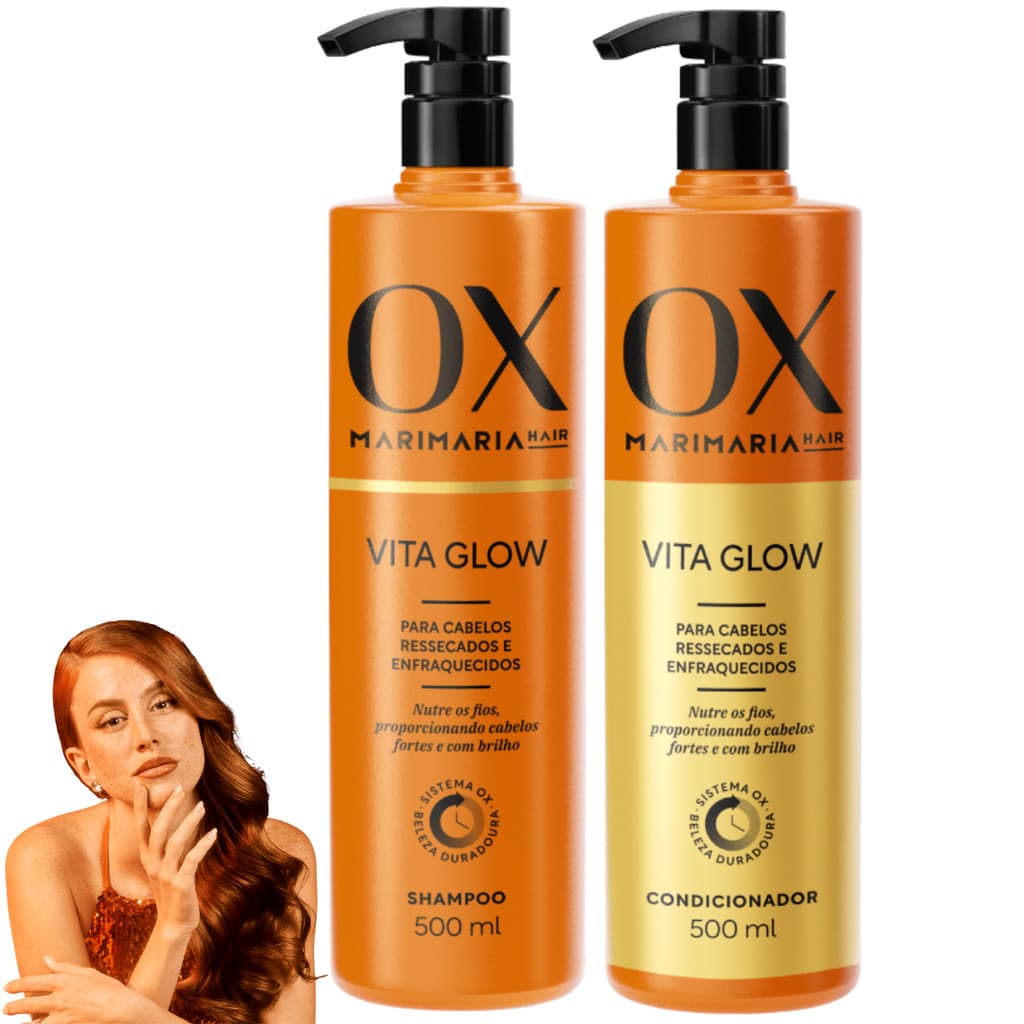 Kit OX Vita Glow Mari Maria Shampoo Condicionador Nutre Fios