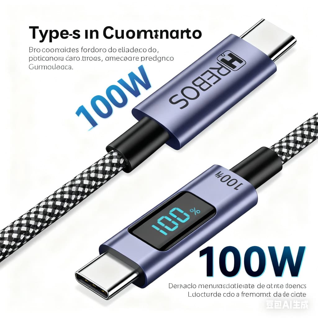 HREBOS Cabo De Carregador Duplo Tipo-C 100W Pd 1/2m Nylon Reforçado CB-389C