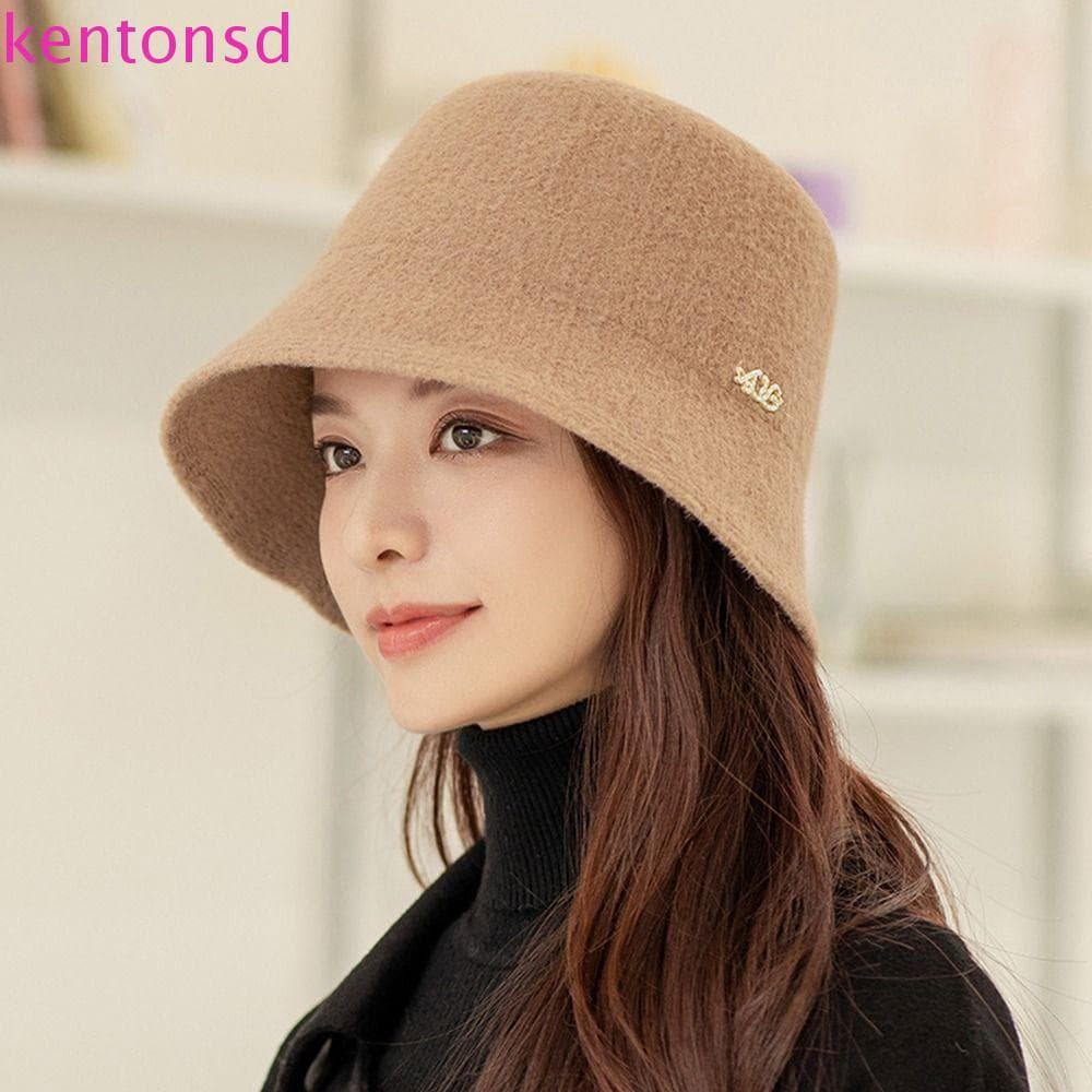 Chapéu de Pescador Quente de Inverno Kington, Estilo Coreano de Outono, Chapéu Panamá de Pelúcia com Diamante AB para Mu