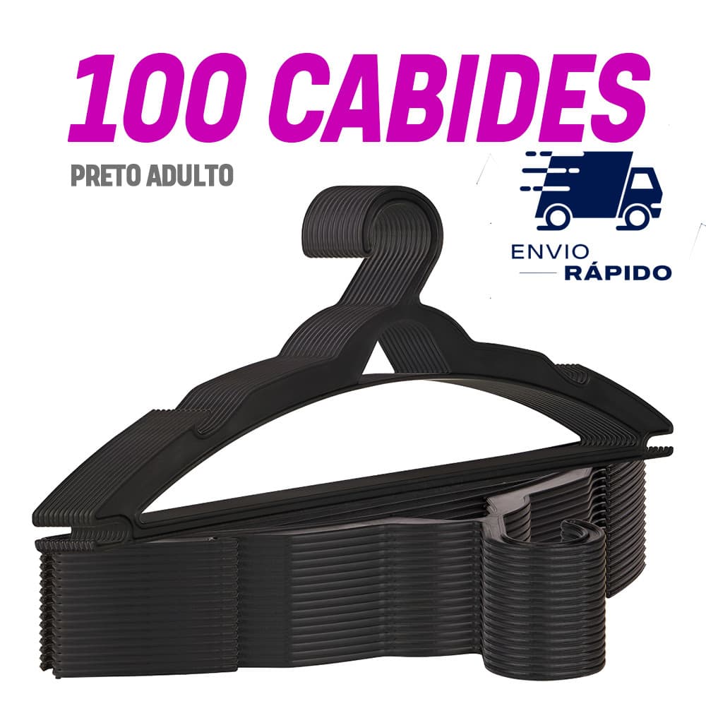 Cabide Adulto Preto Reforçado para Organização de Roupas