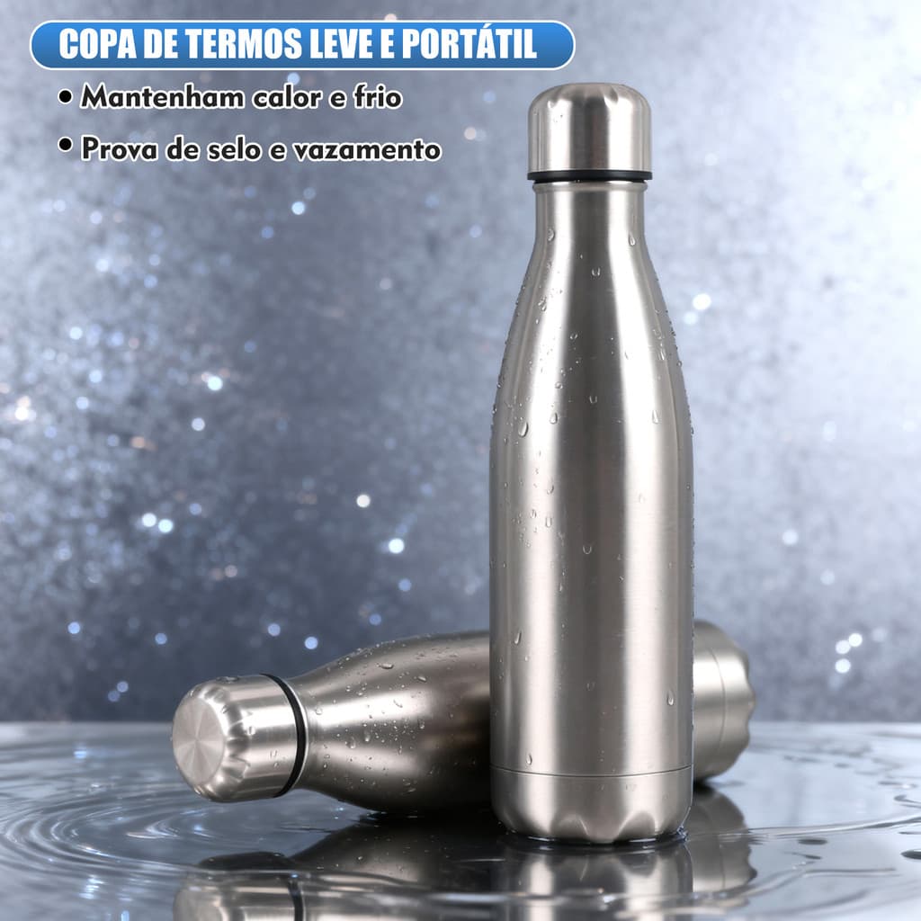 750ml Garrafa Inox a Vácuo Resistente Squeeze Suco Chá Academia