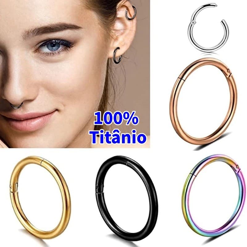 Piercing Argola Titânio Clicker Articulado - Várias Cores (1 Unidade)