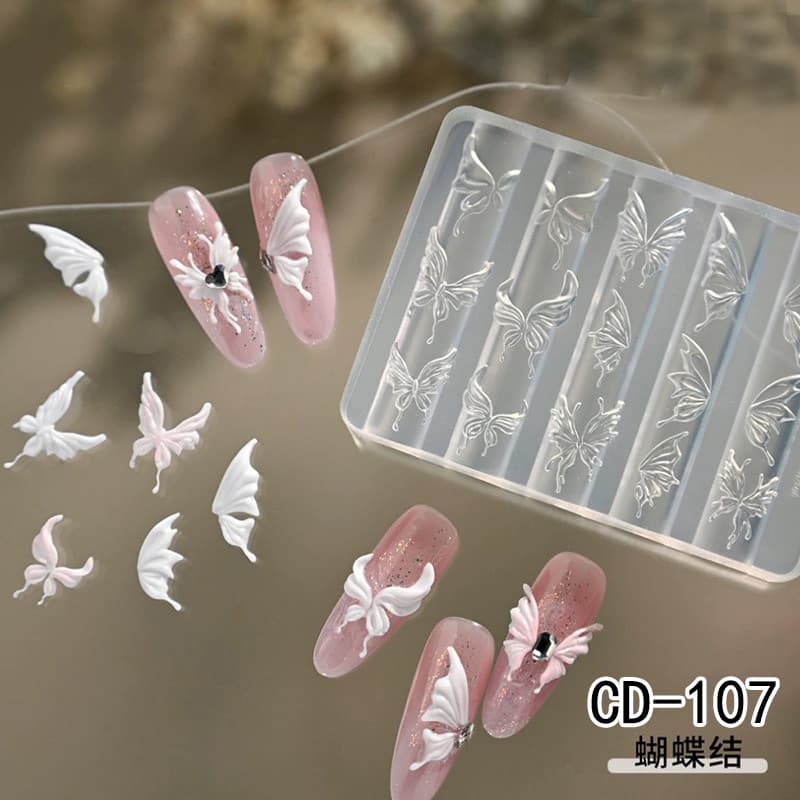 Novo arco borboleta Manicure decoração molde de Silicone ferramenta de escultura de unhas tridimensional em relevo flor