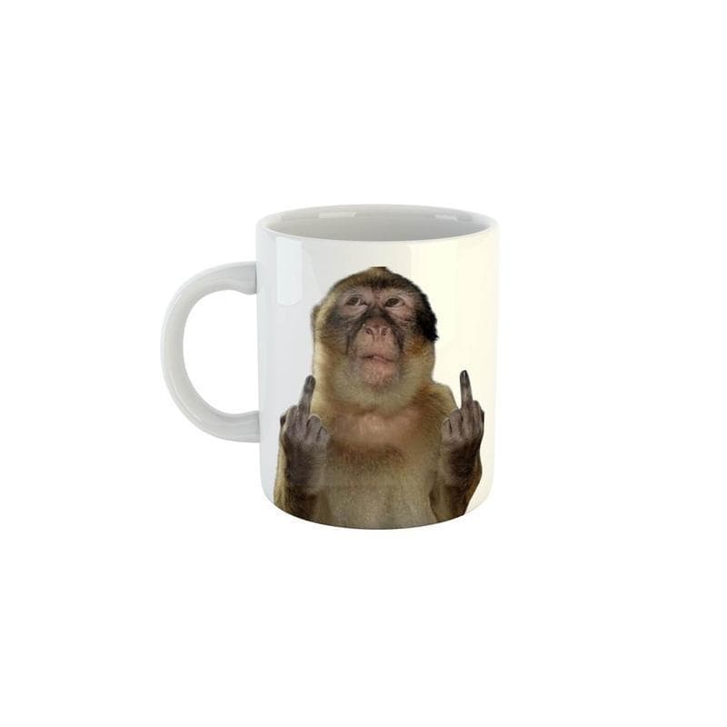 Caneca Macaco Dedo do Meio Meme Engraçada Humor Ácido Sarcasmo Presente Criativo Porcelana Premium 325ml Personalizada