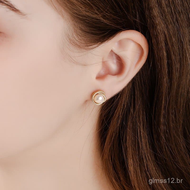 Brincos de prata 925 com pérolas de água doce, conjunto de três peças elegante e compacto, novos brincos da moda de prim