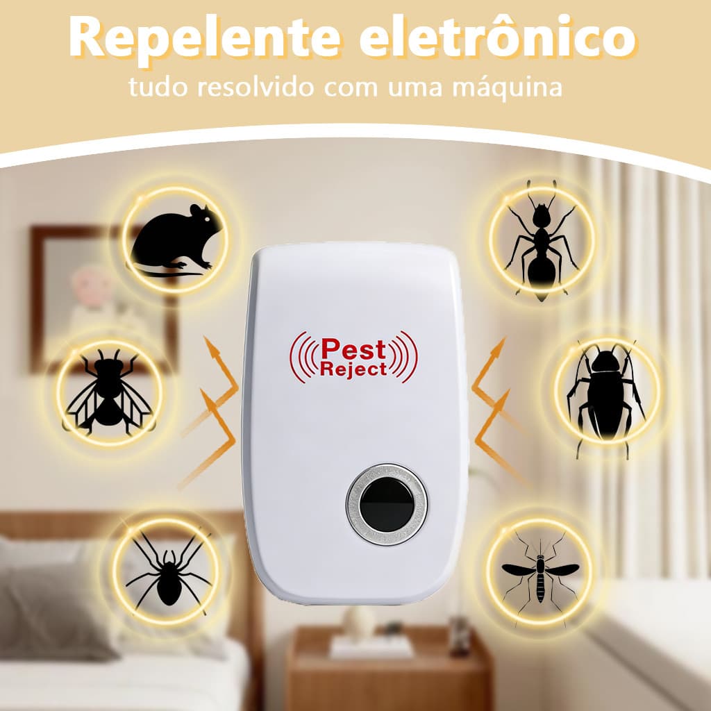 Repelente Eletrônico Ultrassônico Mosca Pernilongos Baratas Morcegos repele e Espanta Ratos