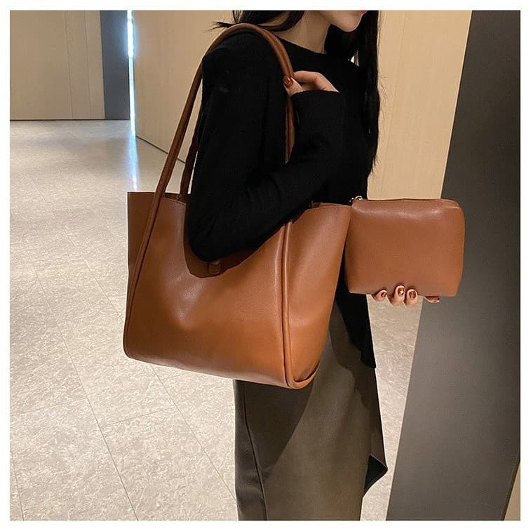 Bolsa Feminina Elegante E Espaçosa Conjunto De Combinação Casual Minimalista Balde