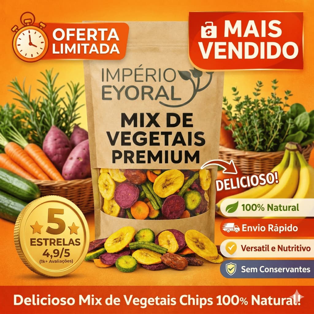 Mix de Vegetais Desidratados Chips Premium 100g 200g 300g 400g 500g Snack Natural - Mais Vendido
