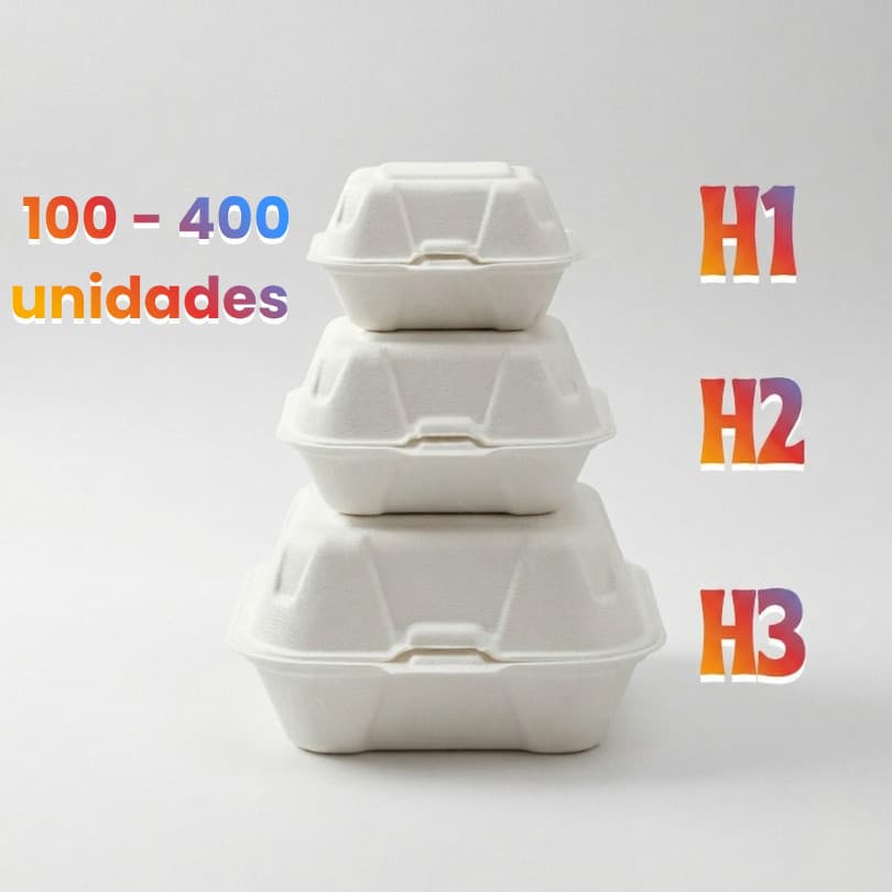 Hamburgueira Isopor H1, H2, H3 | 100 e 400 Unidades | Lanche, Hamburguer, Porções, Pudim, Bolo