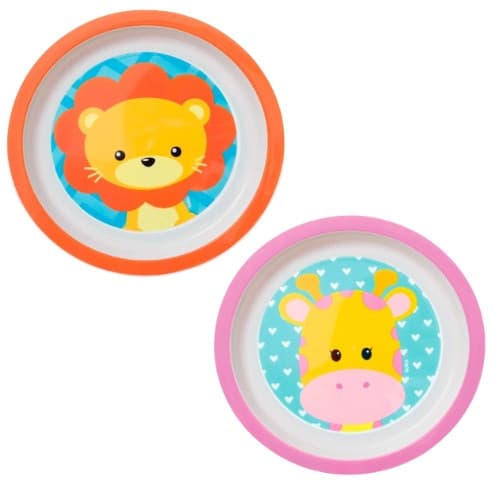 Prato Infantil Refeição Pratinho Alimentação Raso Buba Estampa Animal Fun Leão e Girafa - Prato Infantil Buba Introdução