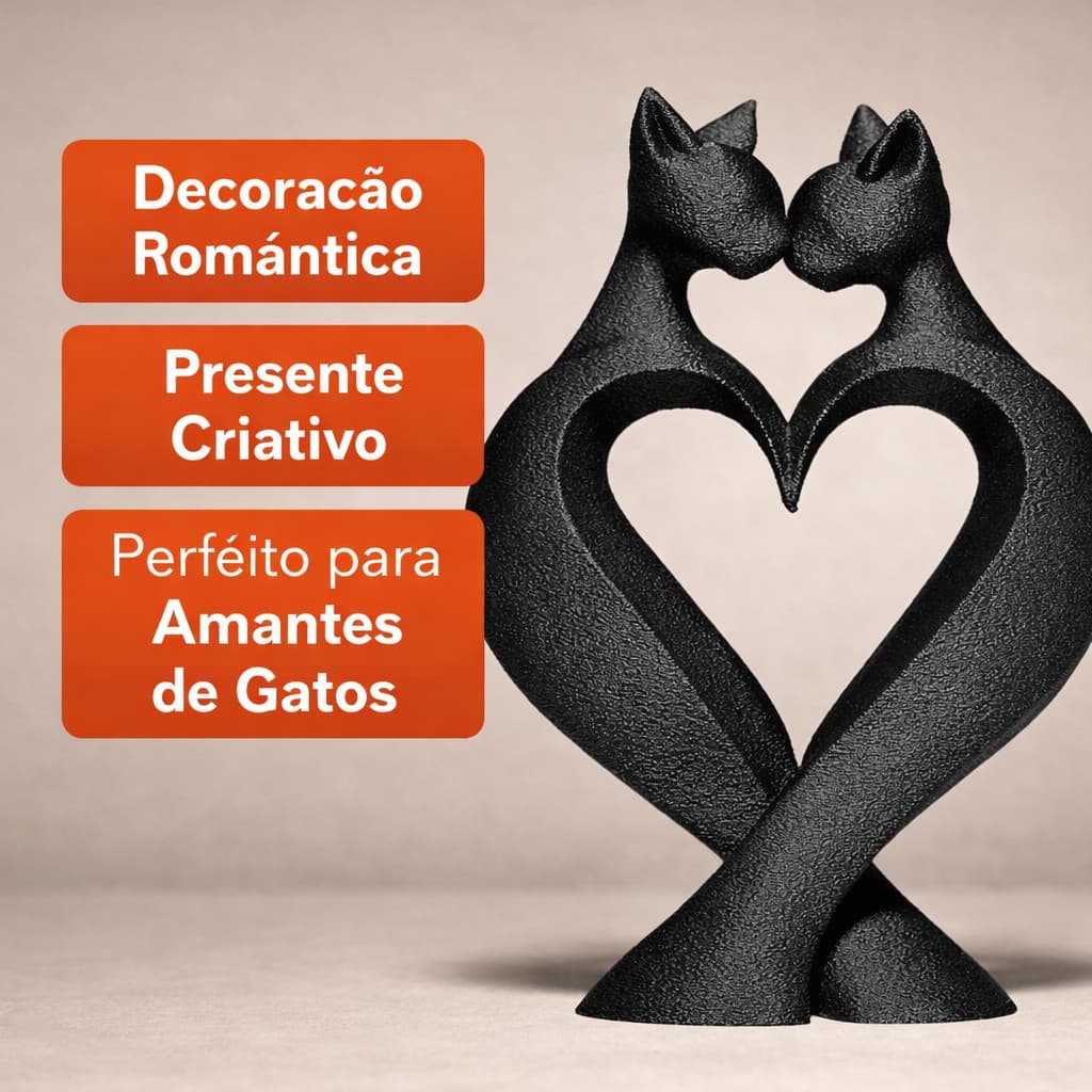 Enfeite Casal de Gatos Coração Decoração Romântica Presente