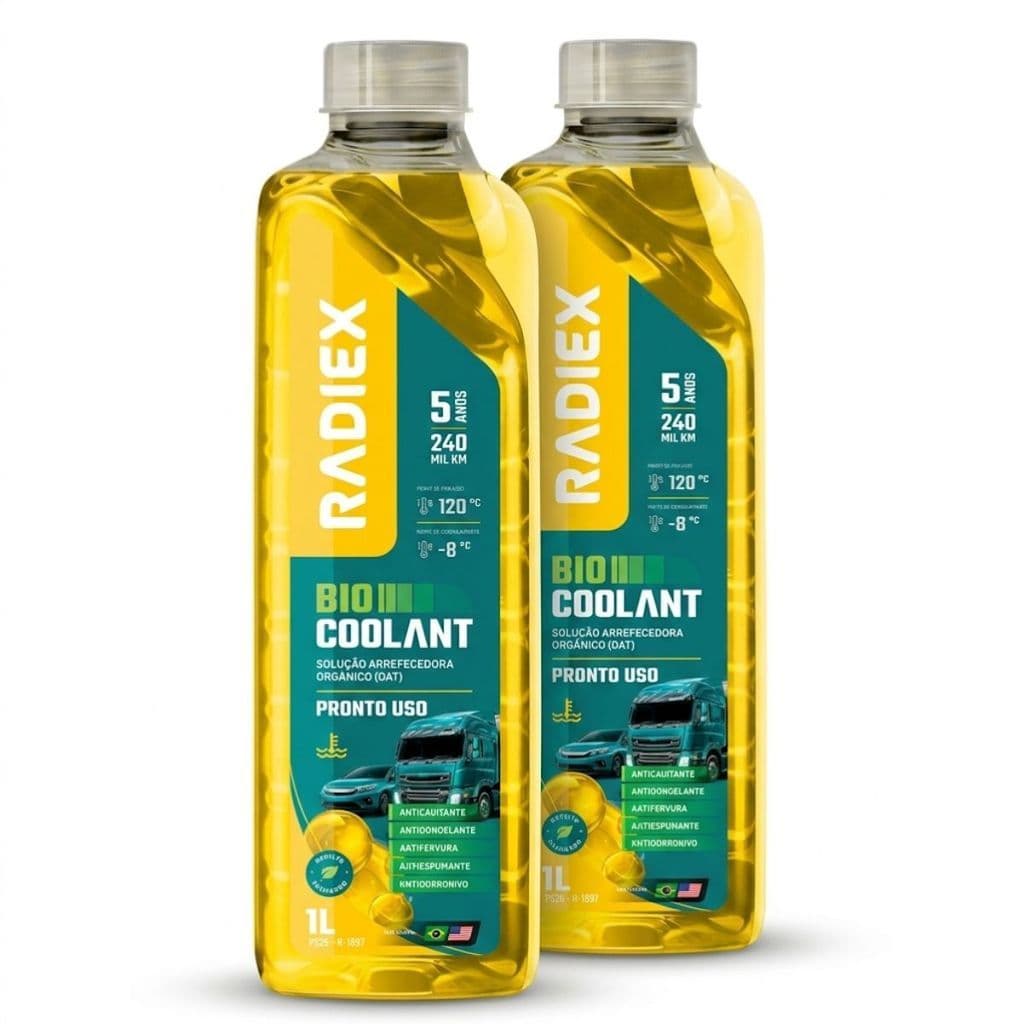 2 Aditivos Radiex Amarelo 1L Pronto Uso Organico Para Radiador Fluido De Arrefecimento Sistema