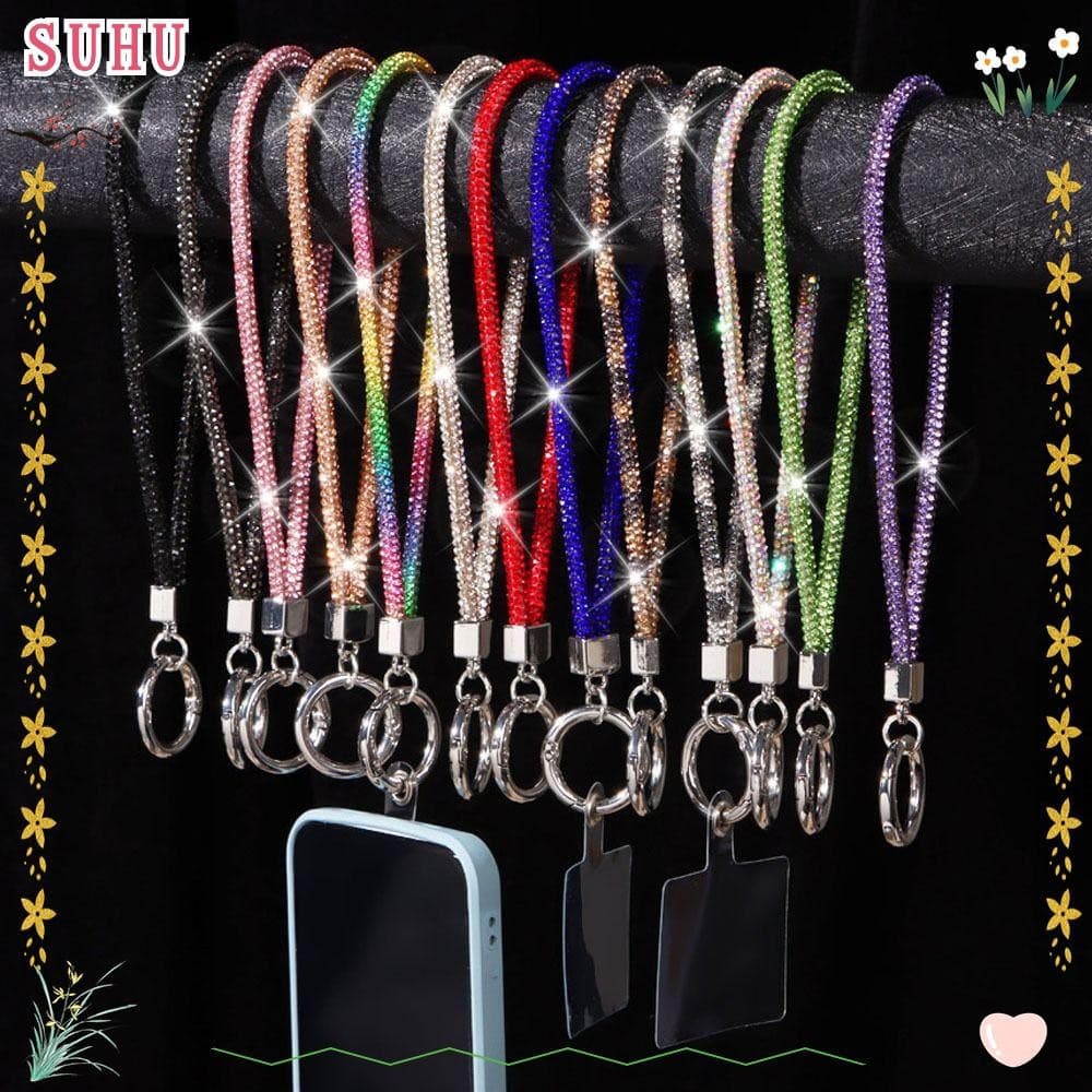 SUHU Strass Phone Lanyard Glitter Luxo Brilhante Correias De Pulso