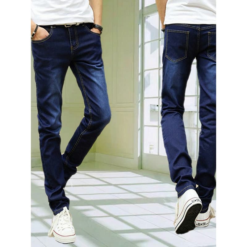 Calças de brim estiramento masculinas primavera outono calças magro-ajuste calças retas moda Casual calças magras novo e