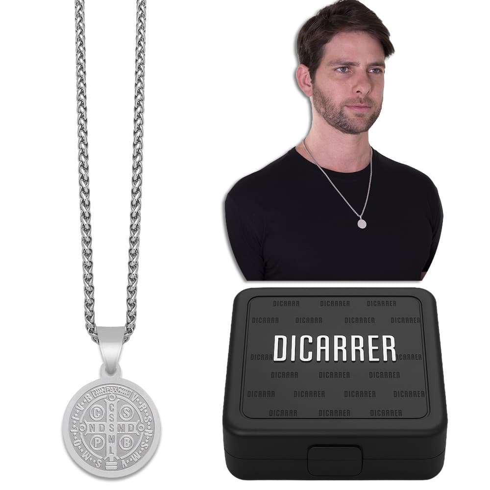 Corrente Cordão São Bento Prata Aço Inox RF-32 Pingente Redondo