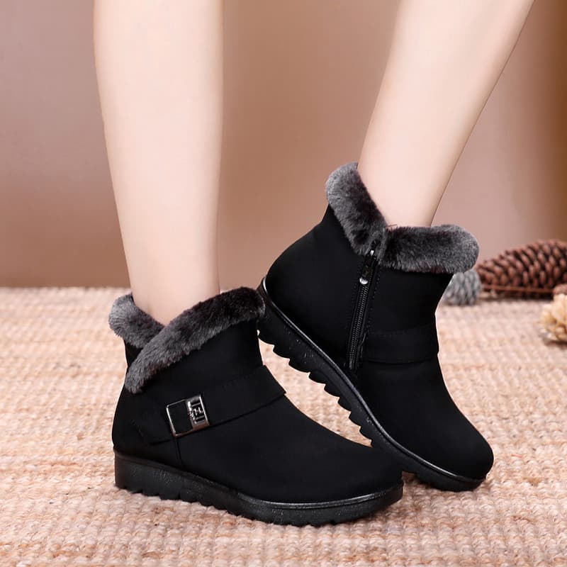 Botas de neve femininas de meia-idade idosos antiderrapante quente mãe sapatos botas curtas velo engrossado pele integra