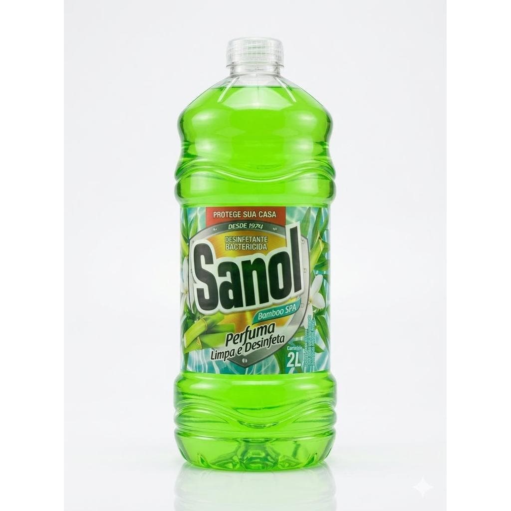 Sanol 2 Litro Limpador Desinfetante Bactericida Fragrância Premium Bamboo SPA - Mata 99% das Bactérias