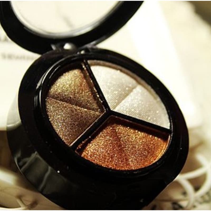 Oferta especial Paleta de sombras brilhantes com diamante, caixa de sombras de 3 cores, destaque perolado claro, ouro br