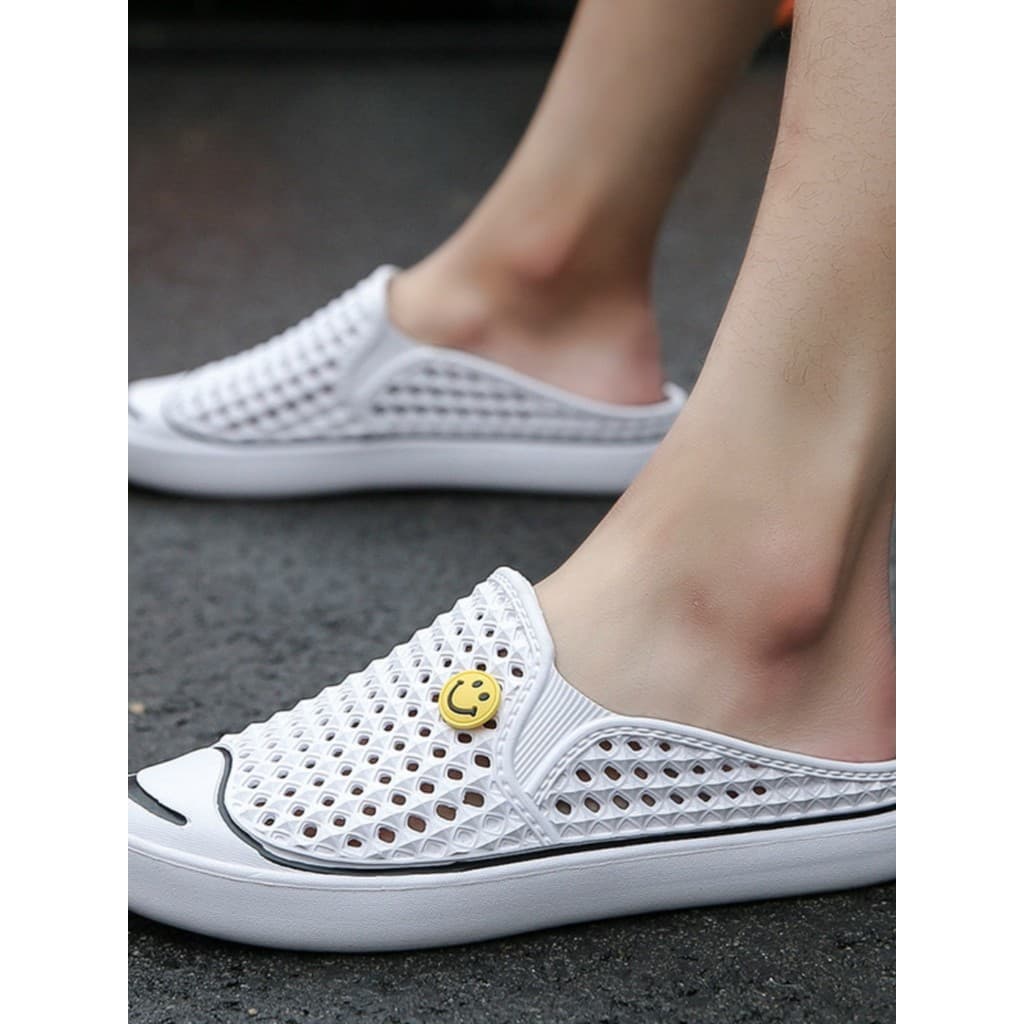 Caminhada de seda verão sapatos de vadear casal respirável meio suporte Toe-coberto buraco sapatos masculinos à beira-ma