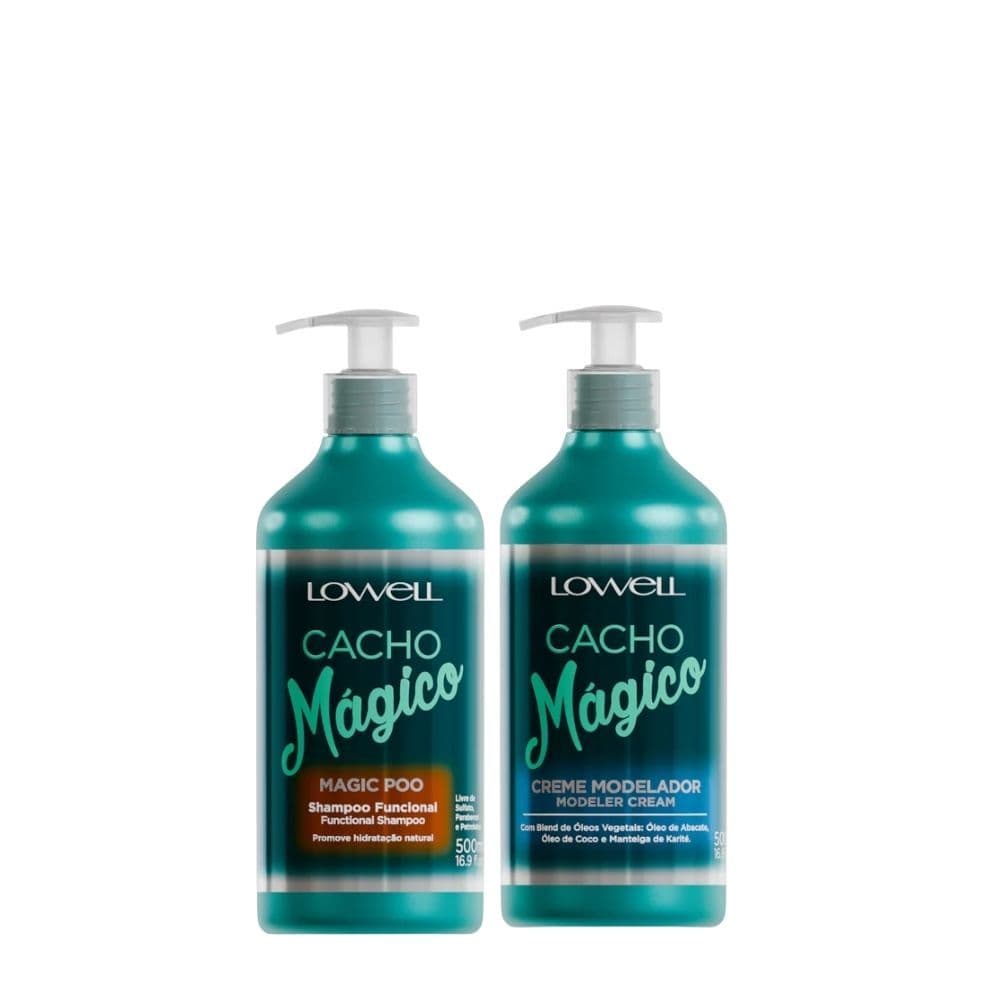 Kit Lowell Cachos Mágicos Shampoo 500ml + Creme Modelador – Limpeza Suave, Hidratação e Definição de Cachos