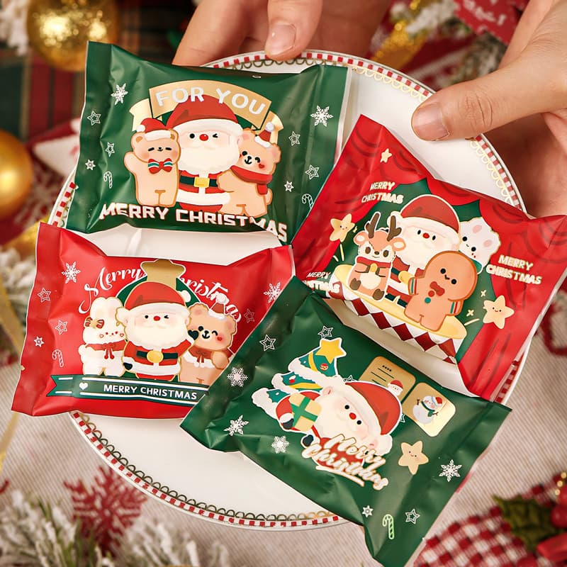 Saco de embalagem de doces de natal máquina de selagem saco de floco de neve crocante cozimento leite data Nougat saco d