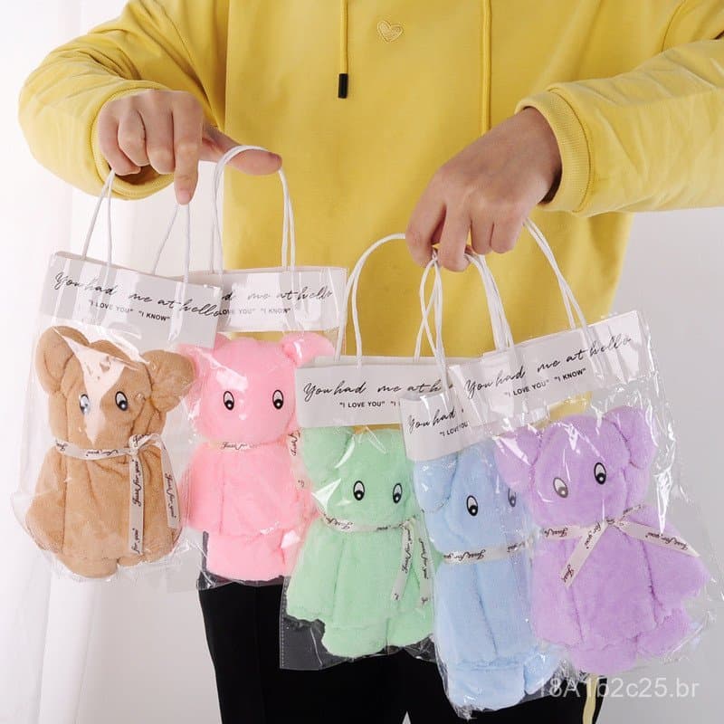 Toalhas de presente em estoque do fabricante, toalhas em formato de urso, lembranças de casamento, presentes para evento