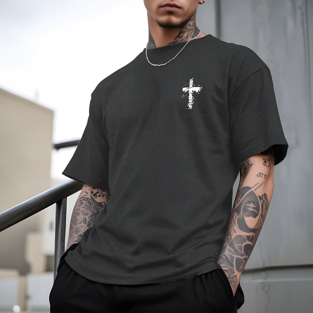 Camiseta Masculina cruz cristã, evangélica , , Camisa Manfinity 100% Algodão camisa unisex estilosal