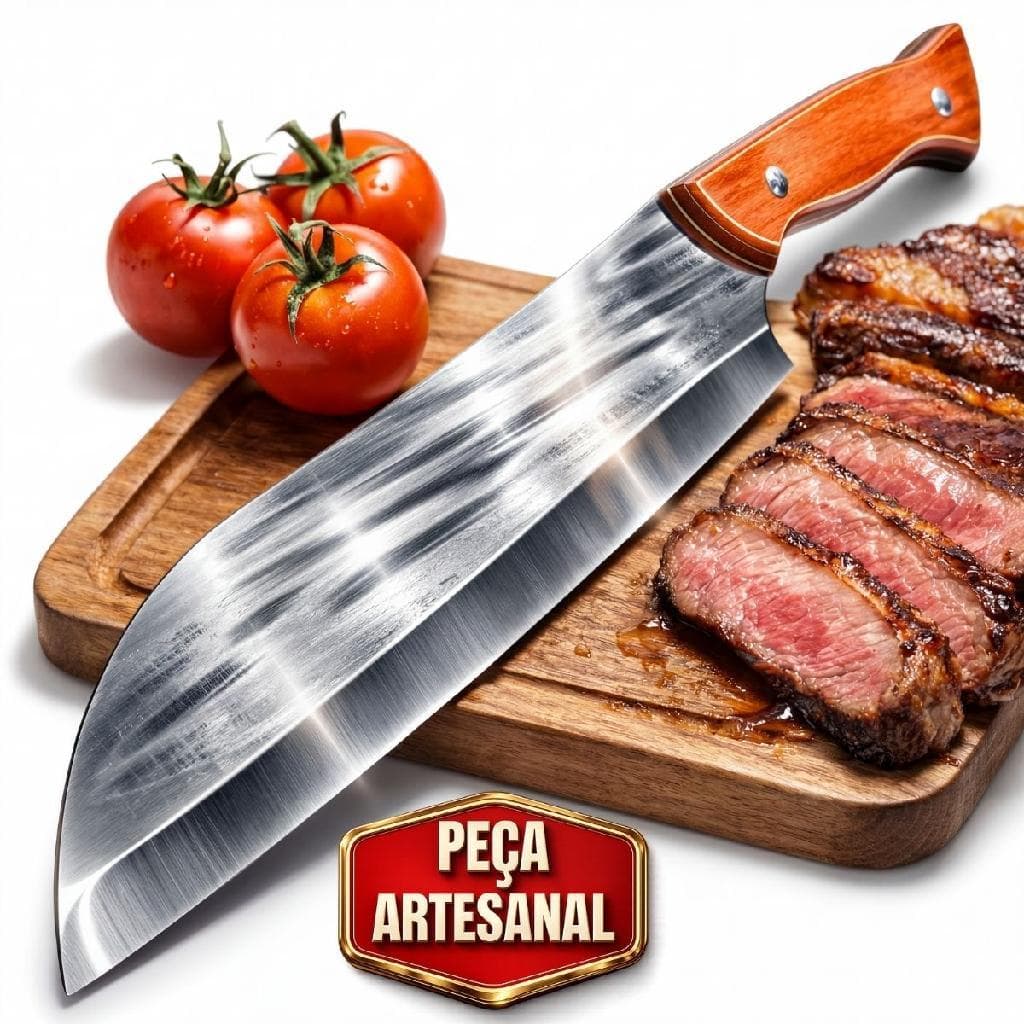 Faca Artesanal 30 Cm Aço Inoxidável Churrasco Cozinha Afiada