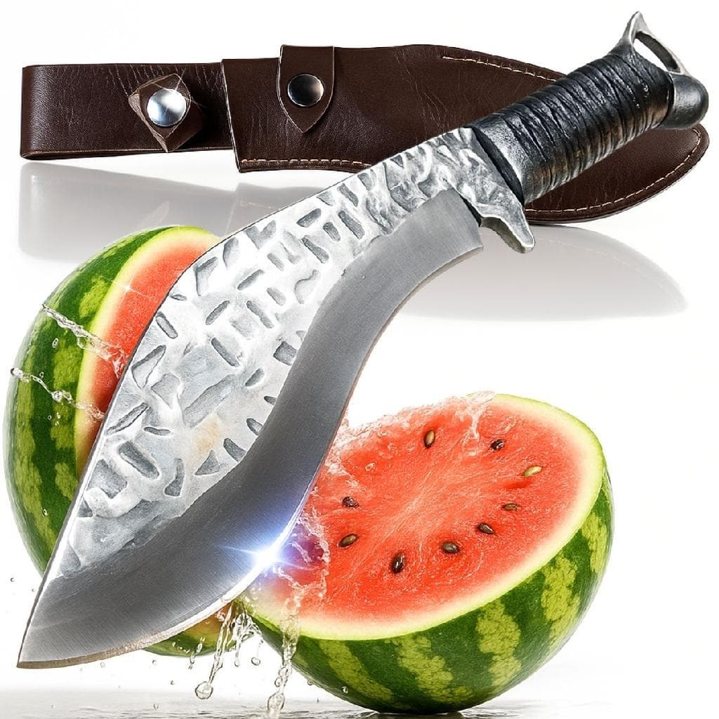 Faca Kukri Pesca Camping Facão Curvo Forjado Com Coldre Pro