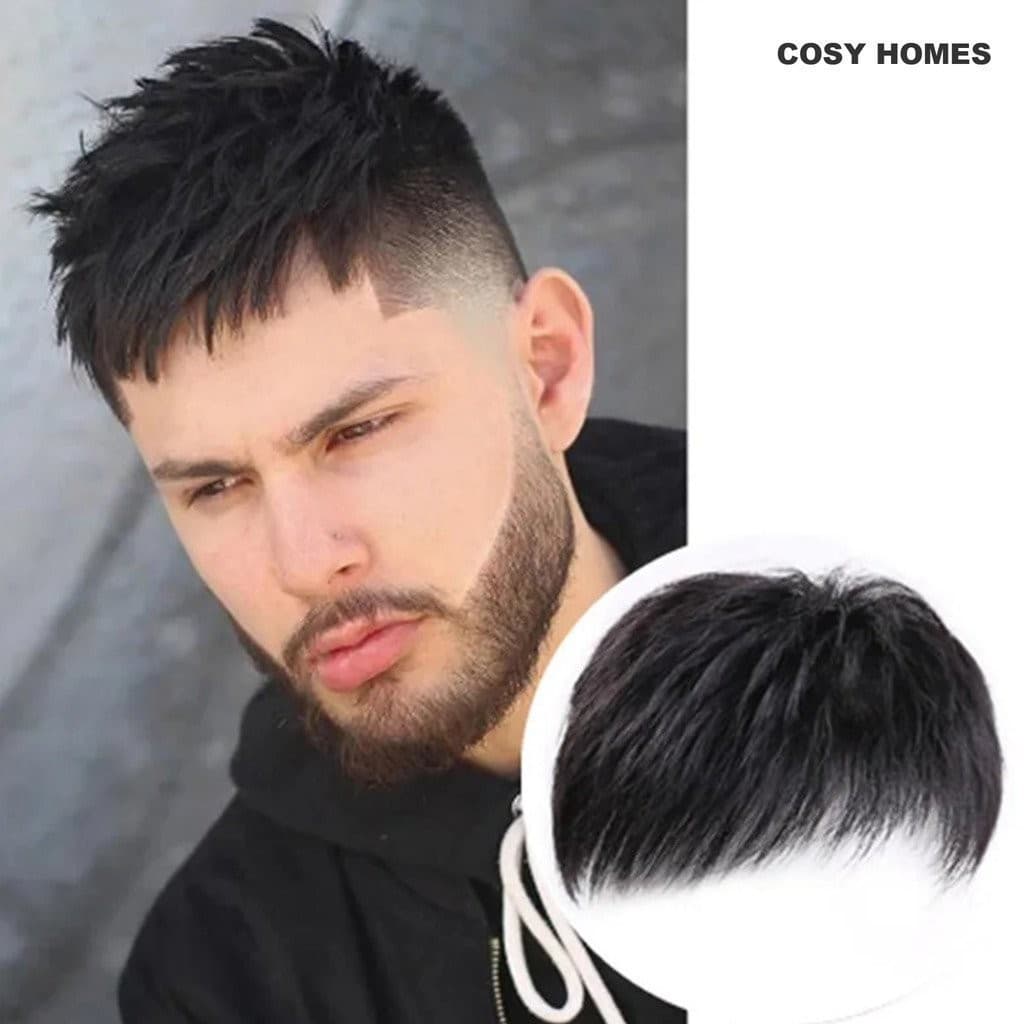 Peruca Masculina Superior Remendo De Cabelo Polegada Cabeça Mediterrânea Calvície Cobrindo Homens Natural Falso Preto Ca
