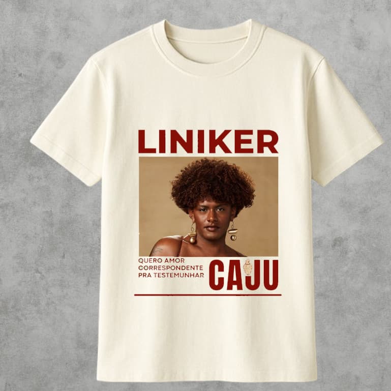 Camiseta Liniker Caju Cantor MPB Música Brasileira 100% Algodão Envio Rápido Fio 30.1