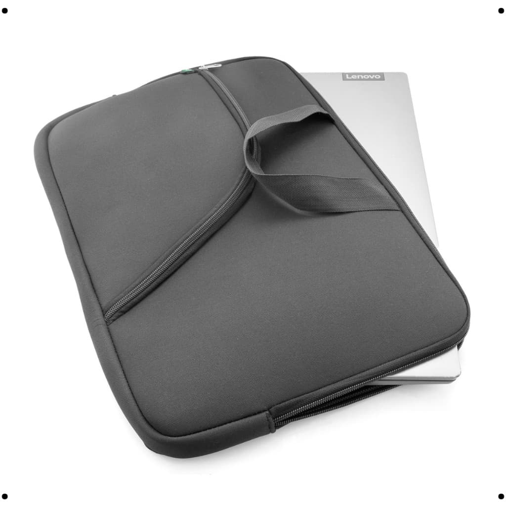 Pasta Case Preta p/ Notebook c/ Bolso Externo 14 a 17 Poleg. Capa Protetora Resistente Casual p/ Trabalho Estudo Viagem