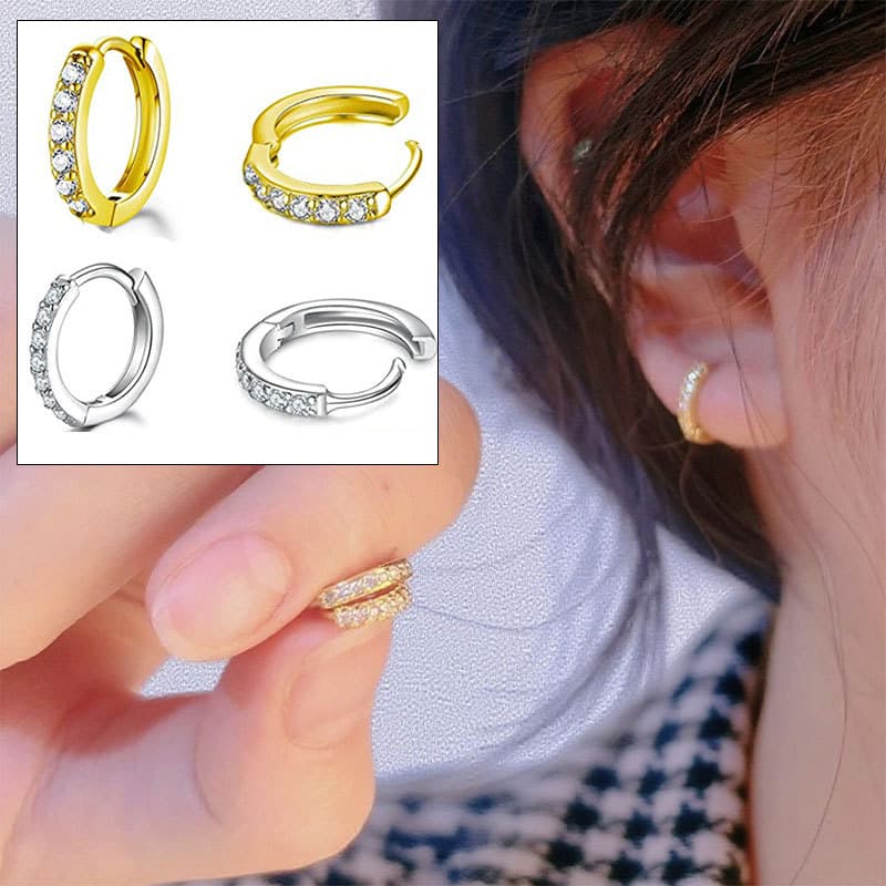 Brincos De Argola Simples-Aço Inoxidável Com Zircônia-Leve E Elegante