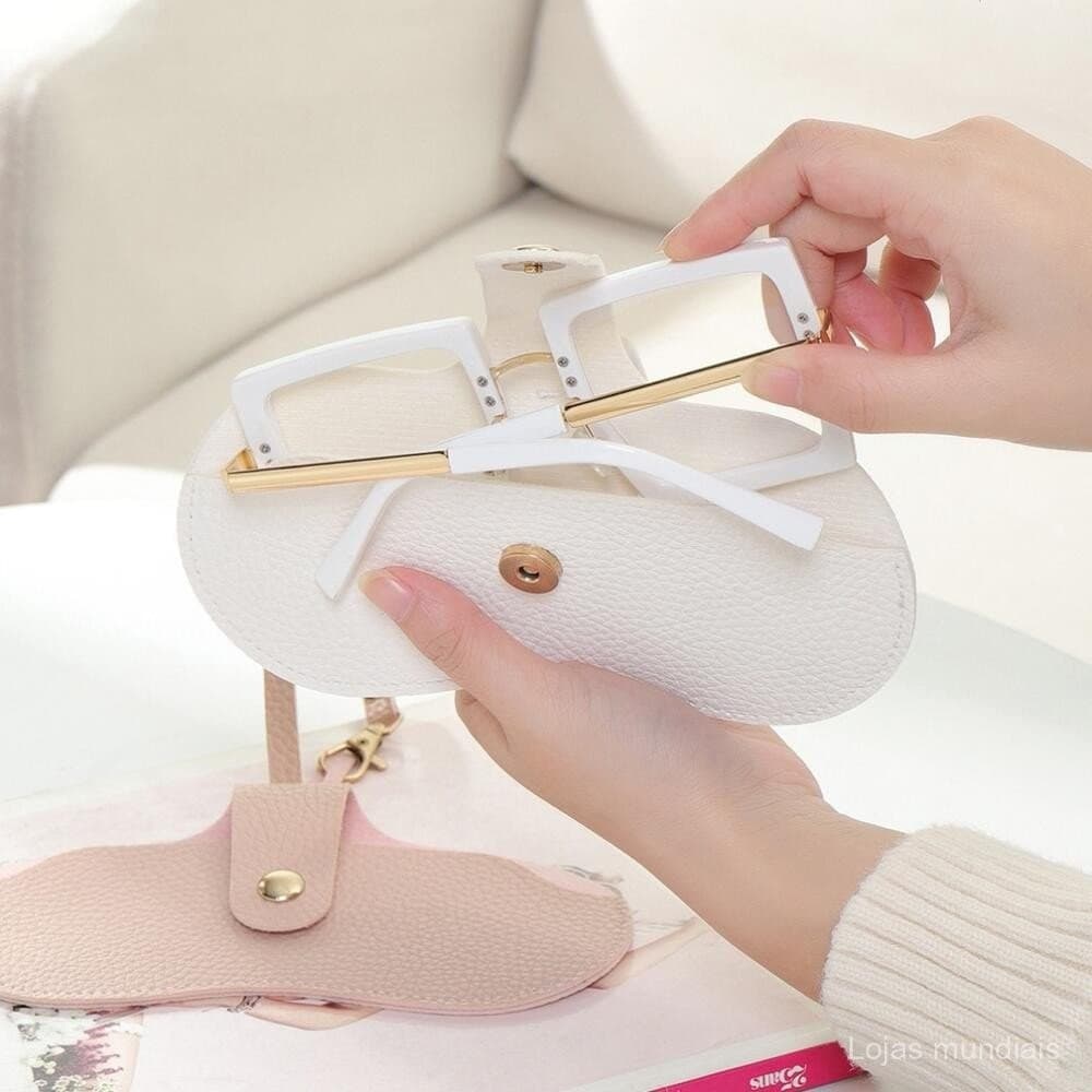 Bolsa de Armazenamento de Óculos em Couro PU, Estojo para Homens e Mulheres, Portátil, Resistente à Pressão, Capa para B