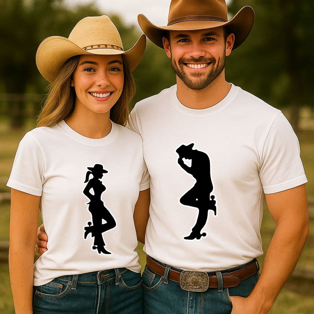 Kit Casal Camiseta Western Cowboy Cowgirl Moda Agro Country Festa de Peão Rodeio Namorados
