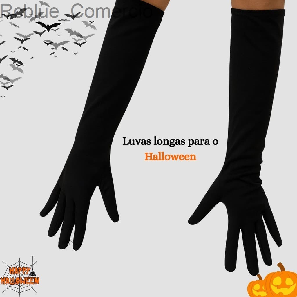 (V)Luva Infantil Fantasia Preta Longa – Halloween, Princesa ou Bruxinha 🖤🎃