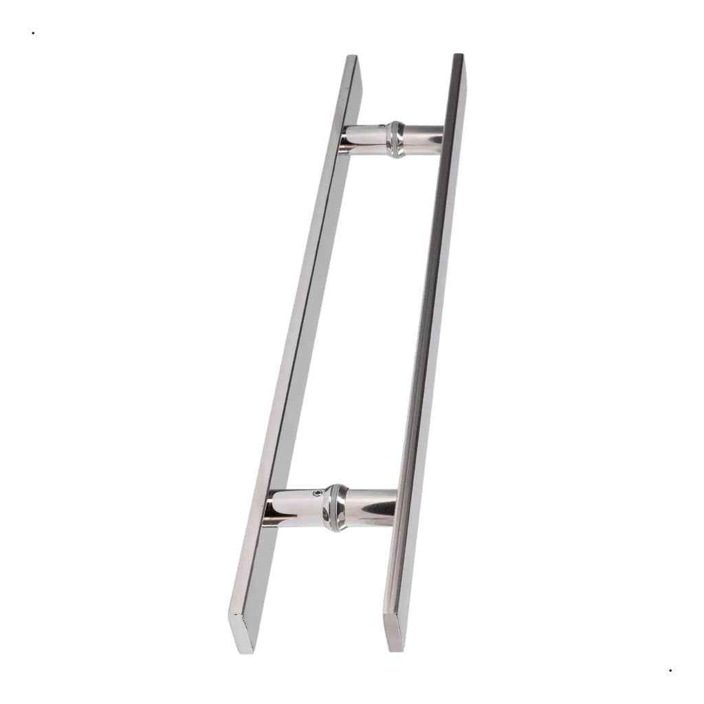 Puxador Inox Para Porta Pivotante Polido Madeira 60cm Duplo