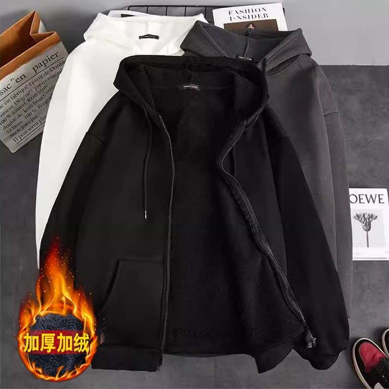 Jaqueta de trabalho masculina outono inverno forro de lã seguro de trabalho Cardigan moletom com capuz local de construç