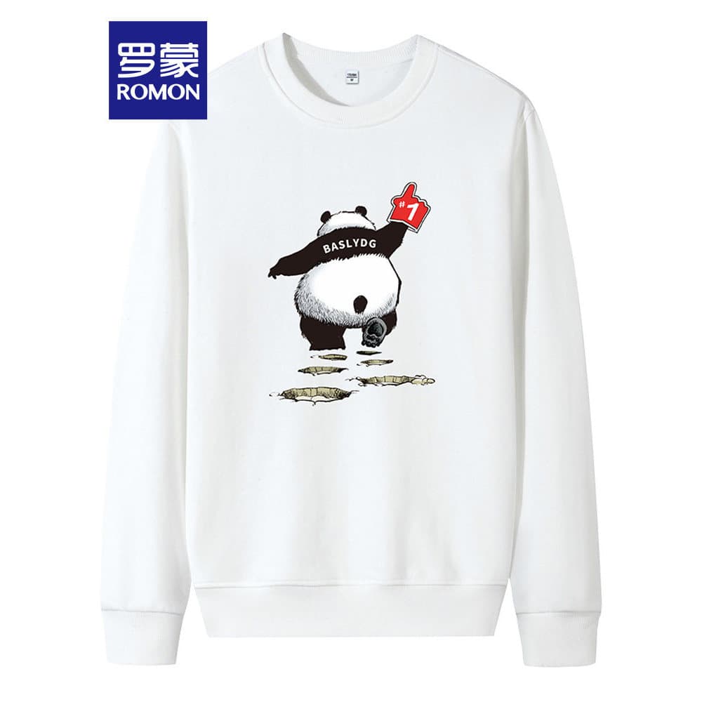[Direto Drop] Romon Camiseta masculina de manga comprida estampada com gola redonda 2025 outono moda Casual moletom cami