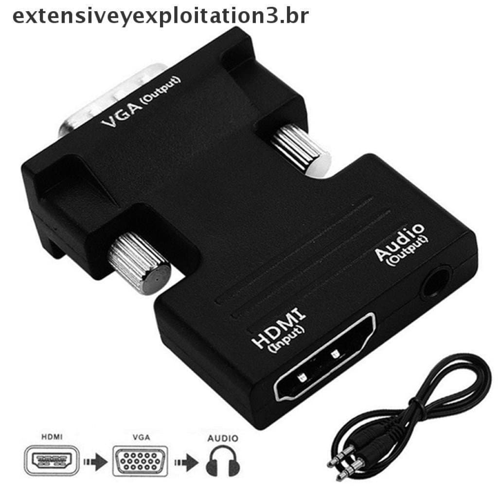 Conversor Hdmi Fêmea Para Vga Macho Com Áudio 1080p Saída De Sinal.