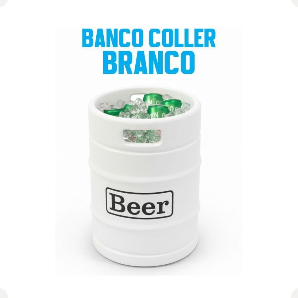 Barril Cooler Com Banco Amadeirado Mesa Apoio Conserva Bebidas Para Festas e Bar