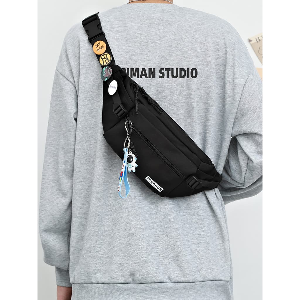 Bolsa mensageiro masculina estilo Street Wear bolsa de peito bolsa de cintura pequena bolsa de ombro esportiva na moda b