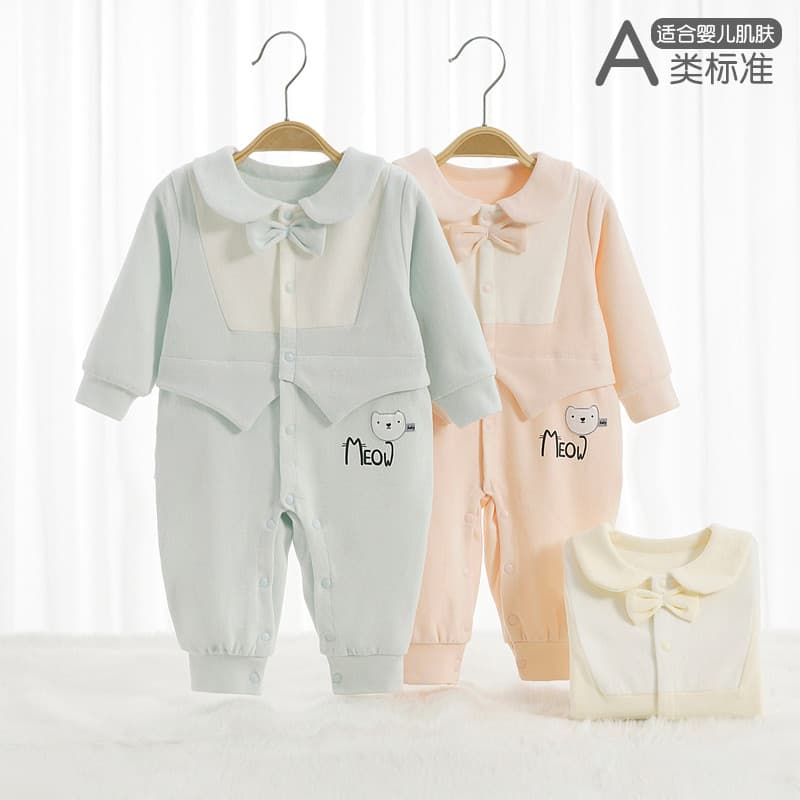 Roupas de bebê primavera outono bebê recém-nascido dupla camada falso macacão de duas peças Outing roupas do bebê macio